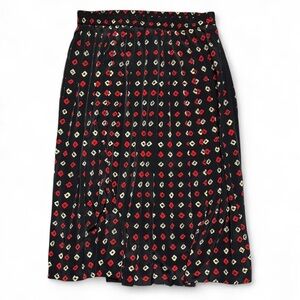 Koret Petites | Black Floral Pleated Midi Skirt – Size 12